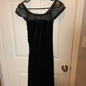 Vintage Asymmetrical Black Velvet Dress